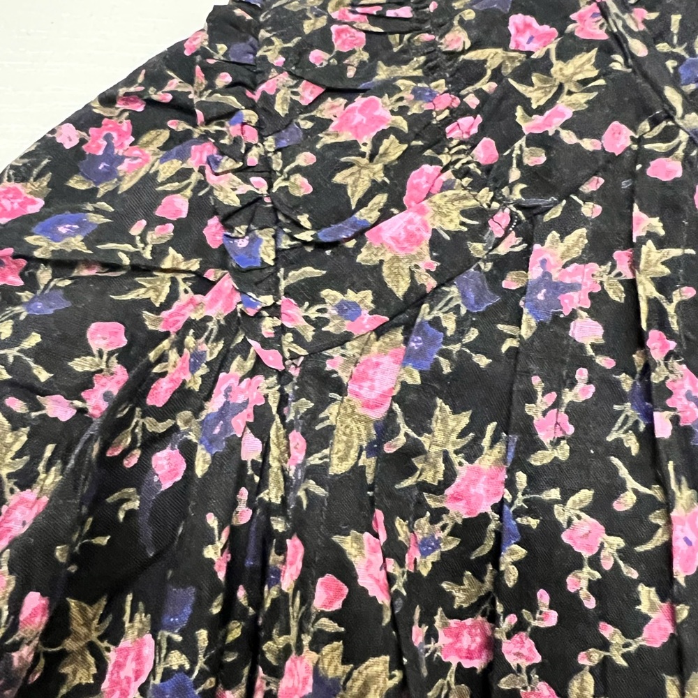 Free People Top NWT Long Sleeve Boho Floral Tie Neck Shirring Button Front GORG! - Picture 9 of 13